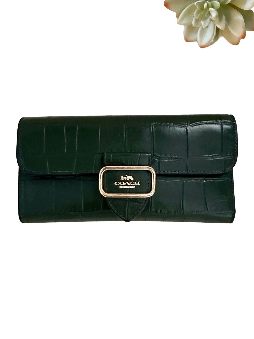 Coach Morgan Croc Embossed Slim Leather Wallet